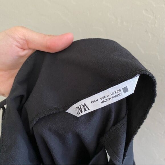 Zara Black Cut Out Mini Dress Womens M NYE LBD Sexy Cocktail Evening Event - Picture 8 of 9